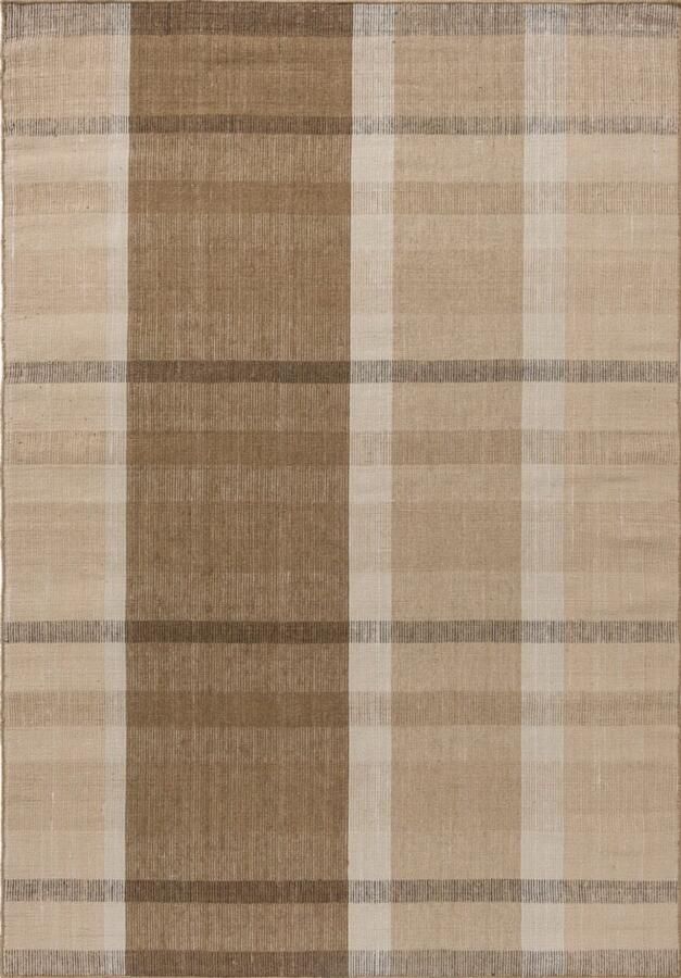 Brink & Campman Zona Block Stripe Cashew 497501 Vloerkleed 250 x 350 cm Beige Rectangular PET Dining room Living room Kitchen Terrace Geometric Stripes In & Outdoor Retro Modern