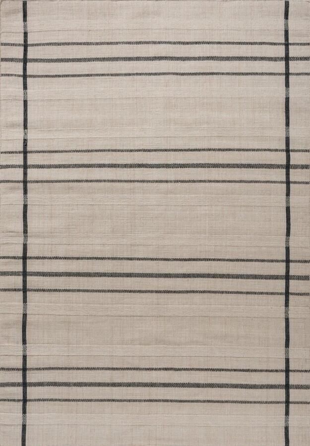 Brink & Campman Zona Line Charcoal 497605 Vloerkleed 140 x 200 cm Beige Rectangular PET Dining room Living room Kitchen Terrace Geometric Stripes In & Outdoor Retro Modern