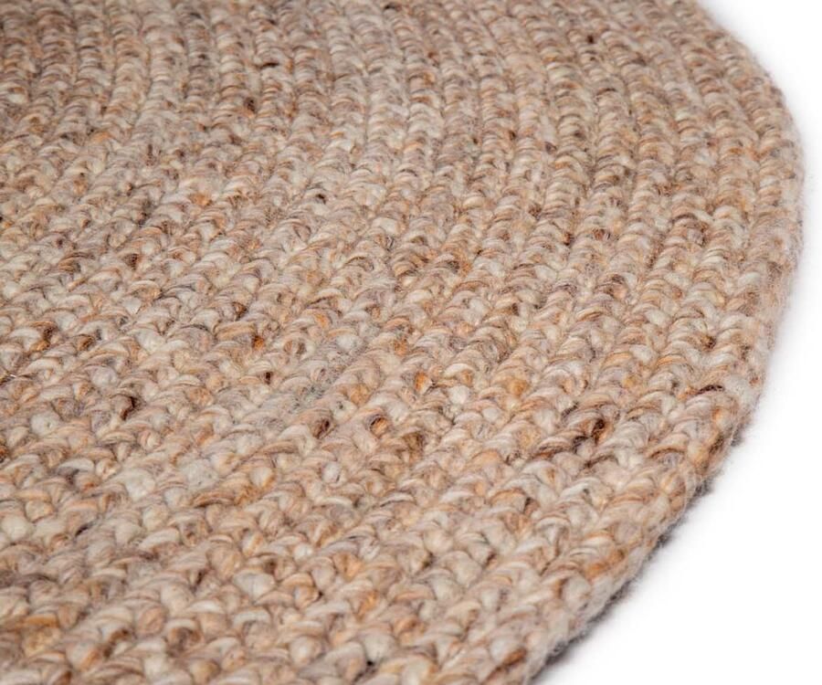 Brinker carpets Bellano Beige 142 Vloerkleed Ø 200 cm Beige Round Viscose Wool Dining room Living room Mottled Bohemian Country Modern