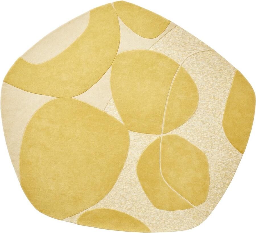 Brinker carpets Bolsena Lago Wild Wonder Vloerkleed 225 x 250 cm Yellow Organic Wool Dining room Living room Geometric Abstract Modern