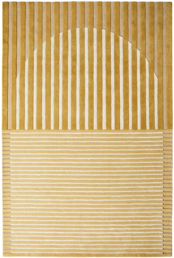 Brinker carpets Fano Wild Wonder Vloerkleed 170 x 230 cm Yellow Rectangular Wool Dining room Living room Geometric Stripes Retro Modern