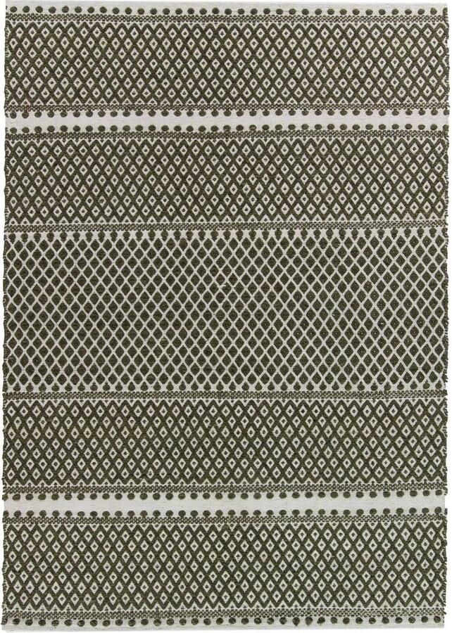 Brinker carpets Feel Good Saint Army Green Vloerkleed 240x340 Rechthoek Laagpolig Tapijt Landelijk Groen Wit