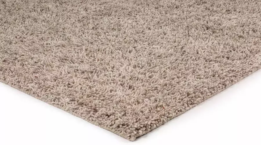Brinker carpets Berbero Lungo Beige 101 Vloerkleed 170 x 230 cm Beige Rectangular Viscose Wol Woonkamer Effen Shaggy Hoogpolig Landelijk Modern