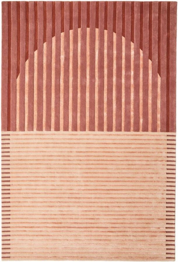 Brinker carpets Fano Lychee Vloerkleed 200 x 300 cm Red Rectangular Wool Dining room Living room Geometric Stripes Retro Modern