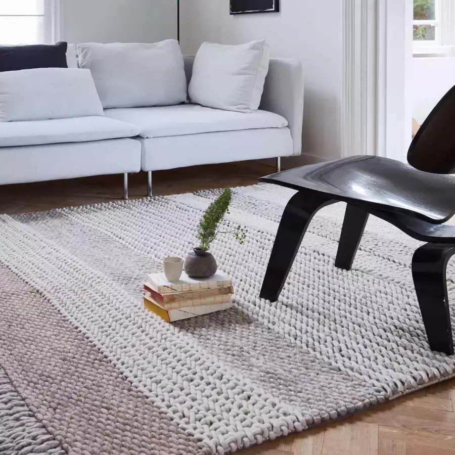 Brinker Wollen Vloerkleed Bruin Wit Grijs Rosemary Grijs Antraciet 200 x 280 cm (L)