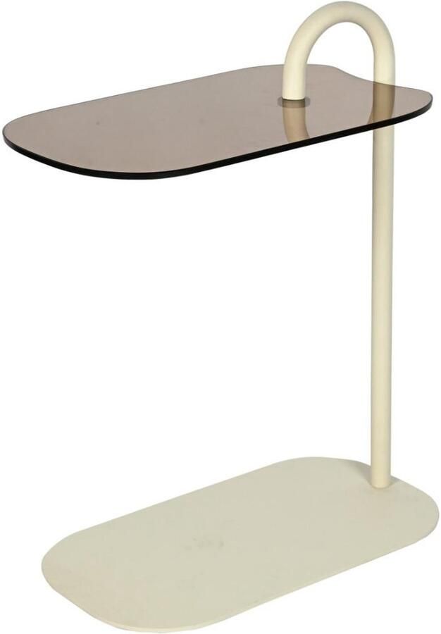 Livingfurn Bijzettafel Beige Glas 48x30x65cm Amy