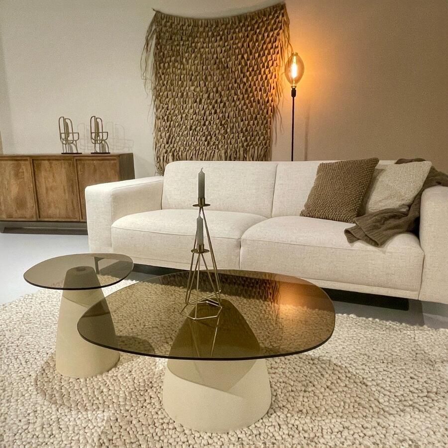 Brix Salontafel Set Mylon Beige Glas