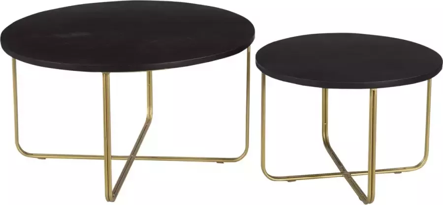 Brix Salontafel Levi Set van 2 Zwart Brass