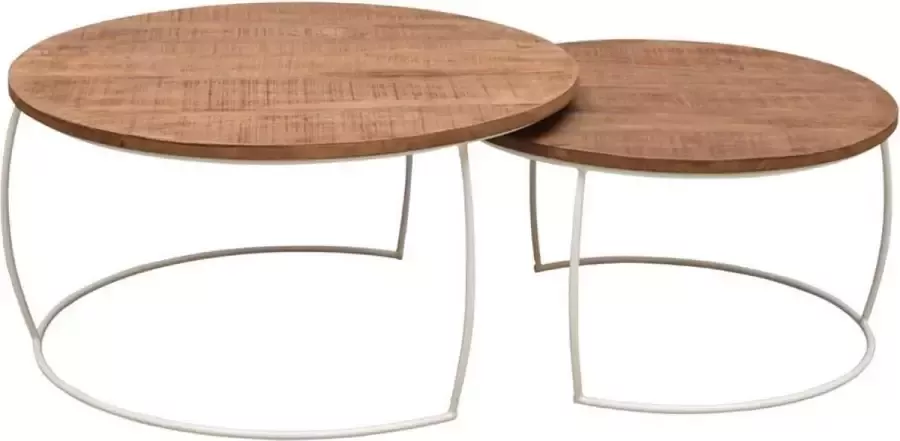 Brix salontafel set Emma White Set van 2 mangohout met staal
