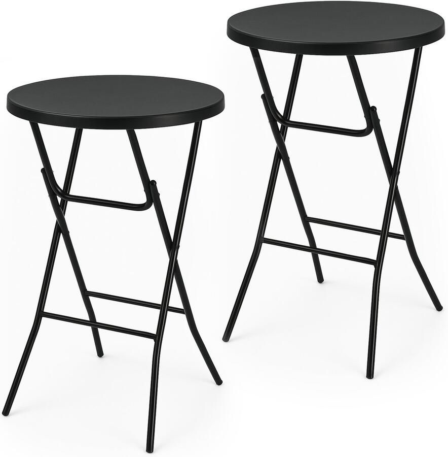 Infinity Goods 2x Stevige Zwarte Statafels Partytafel Robuust en Weersbestendig Inklapbaar 80cm x 110cm Feest
