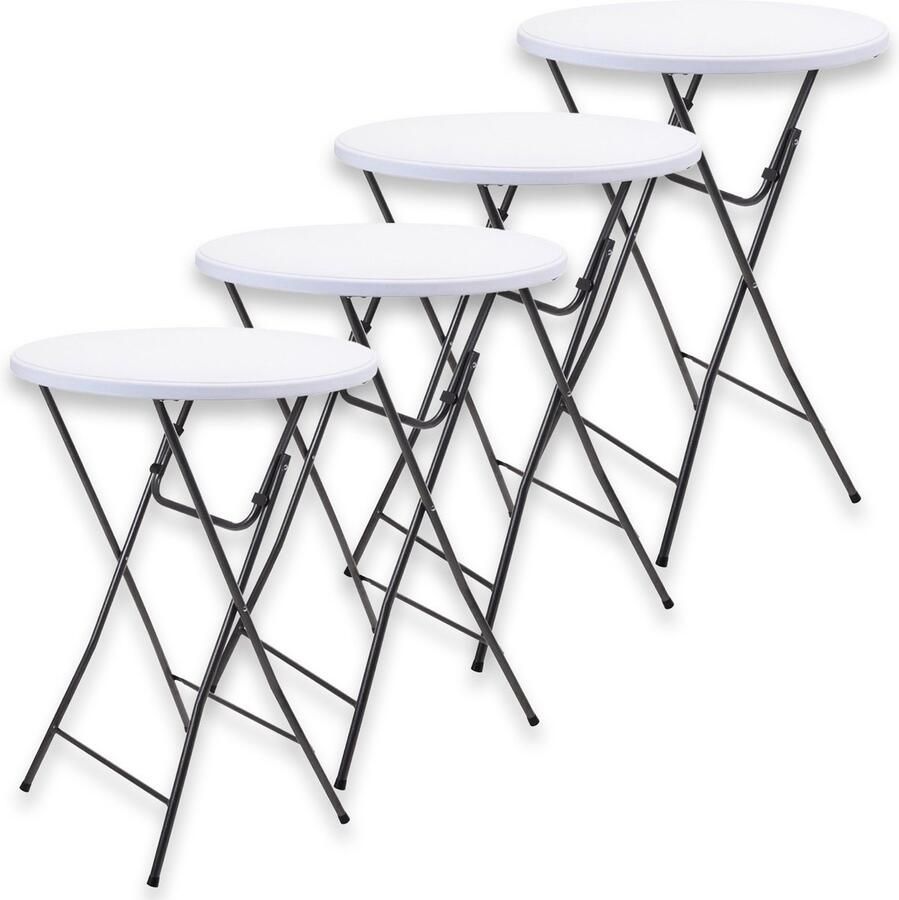Infinity Goods 4 Stevige Statafels Partytafel Robuust en Weersbestendig Inklapbaar 80cm x 110cm Feest Wit Grijs