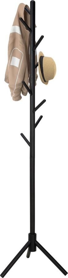 Brixy Kapstok Staande Kapstok 8 Haken 175 cm Kapstok Hout Garderoberek Zwart