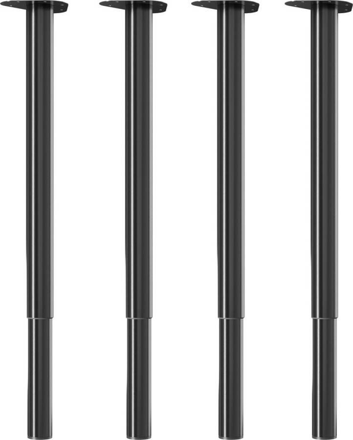 Bronea Set à 4 stuks Tafelpoten telescopisch 80 120 cm zwart traploos in hoogte verstelbaar telescoop tafelpoot meubelpoot meubelpoten