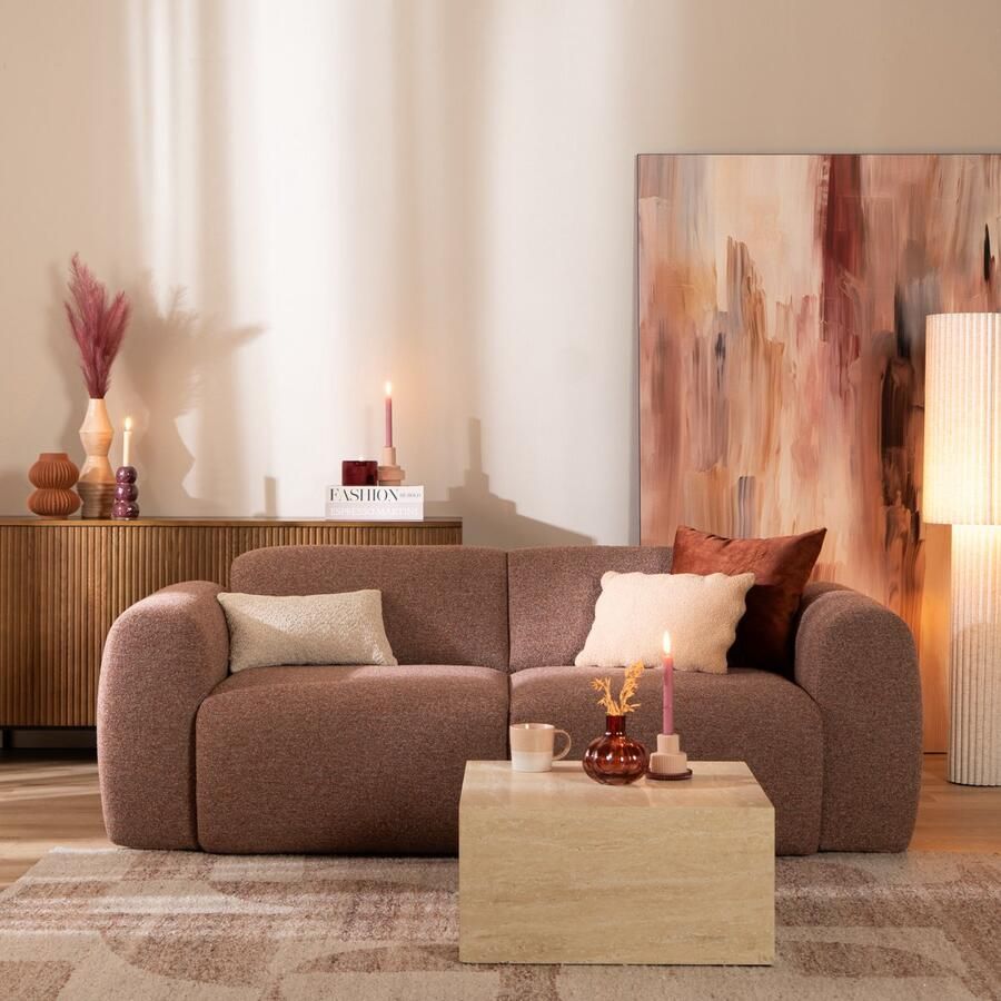 Bronx71 2 5-zits bank Maine bouclé stof rood roze