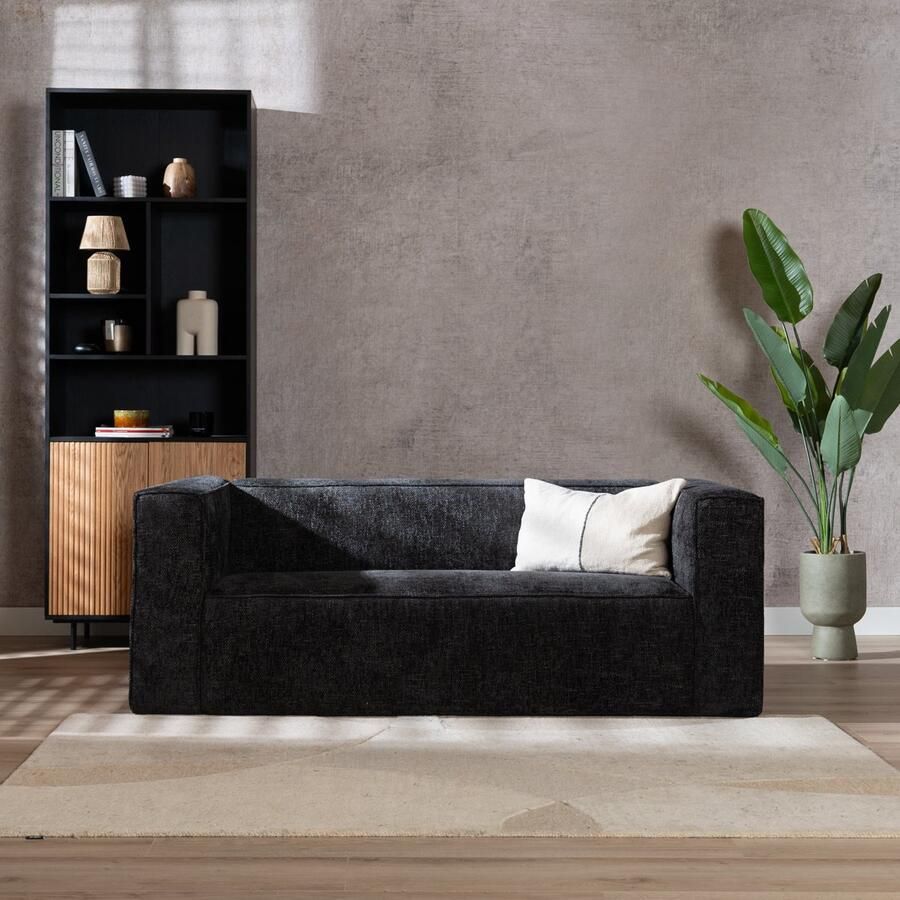 Bronx71 2 5-zits bank Memphis zwart stof chenille