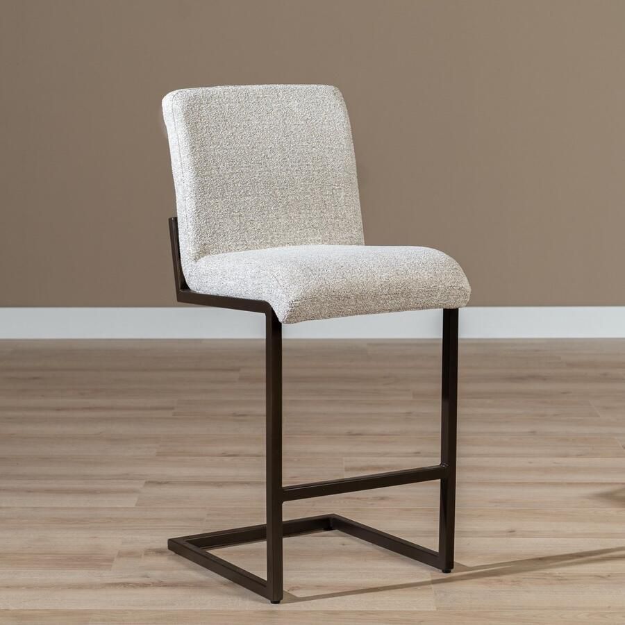 Bronx71 Barkruk Lio gemêleerde stof off white bruin 70 cm barstoel