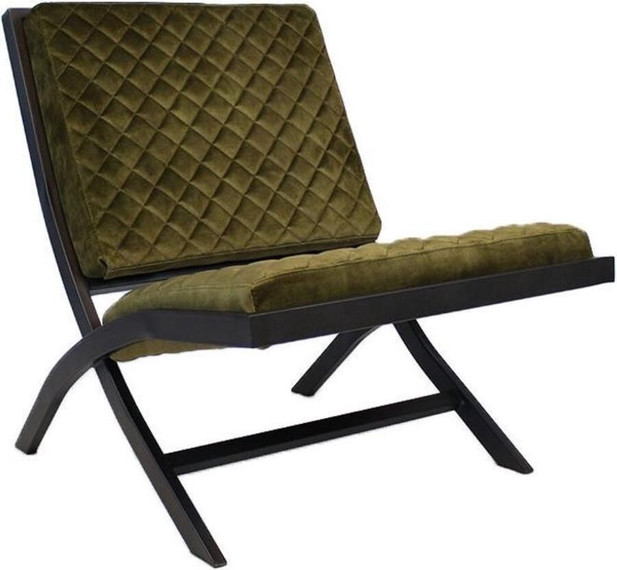 Bronx71 Fauteuil velvet Madrid groen Zetel 1 persoons Relaxstoel Fauteuil groen Velours Fluweel stof