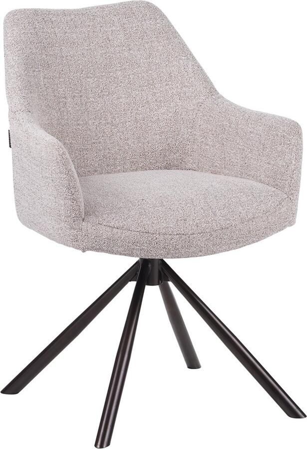 Bronx71 Draaibare eetkamerstoel Kay draaibaar gemêleerde stof off white bruin stoel - Foto 2