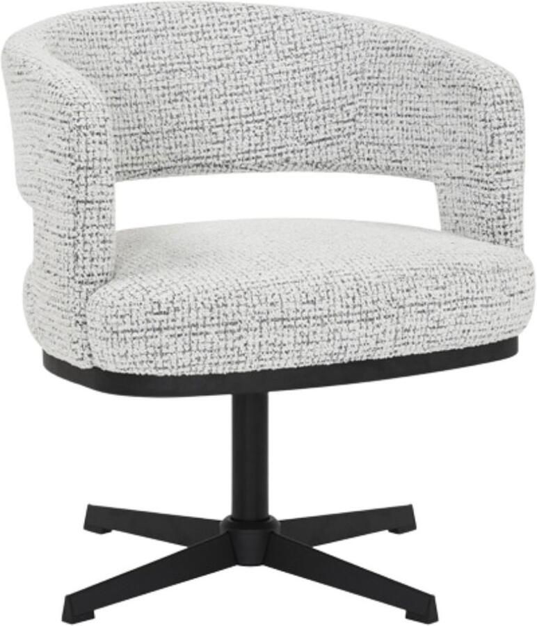 Bronx71 Draaifauteuil Gino gemêleerde stof off white zwart