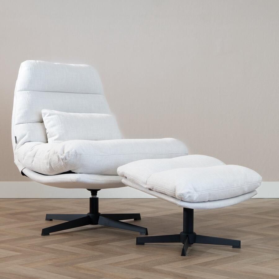 Bronx71 Draaifauteuil met hocker Cristo linnen off white.