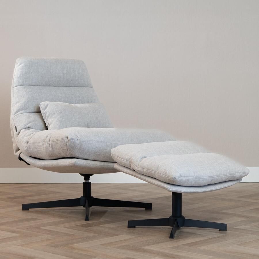 Bronx71 Draaifauteuil met hocker Cristo linnen taupe.