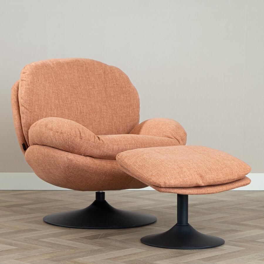 Bronx71 Draaifauteuil met hocker Isobel linnen koper.