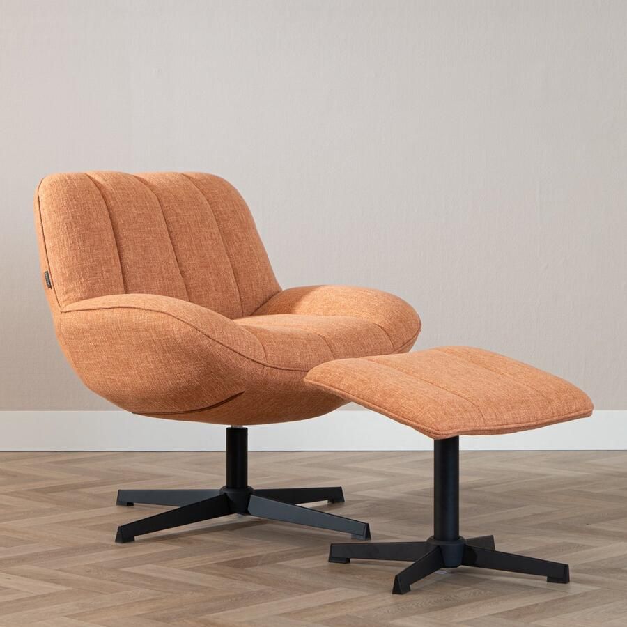 Bronx71 Draaifauteuil met hocker Santa linnen koper.