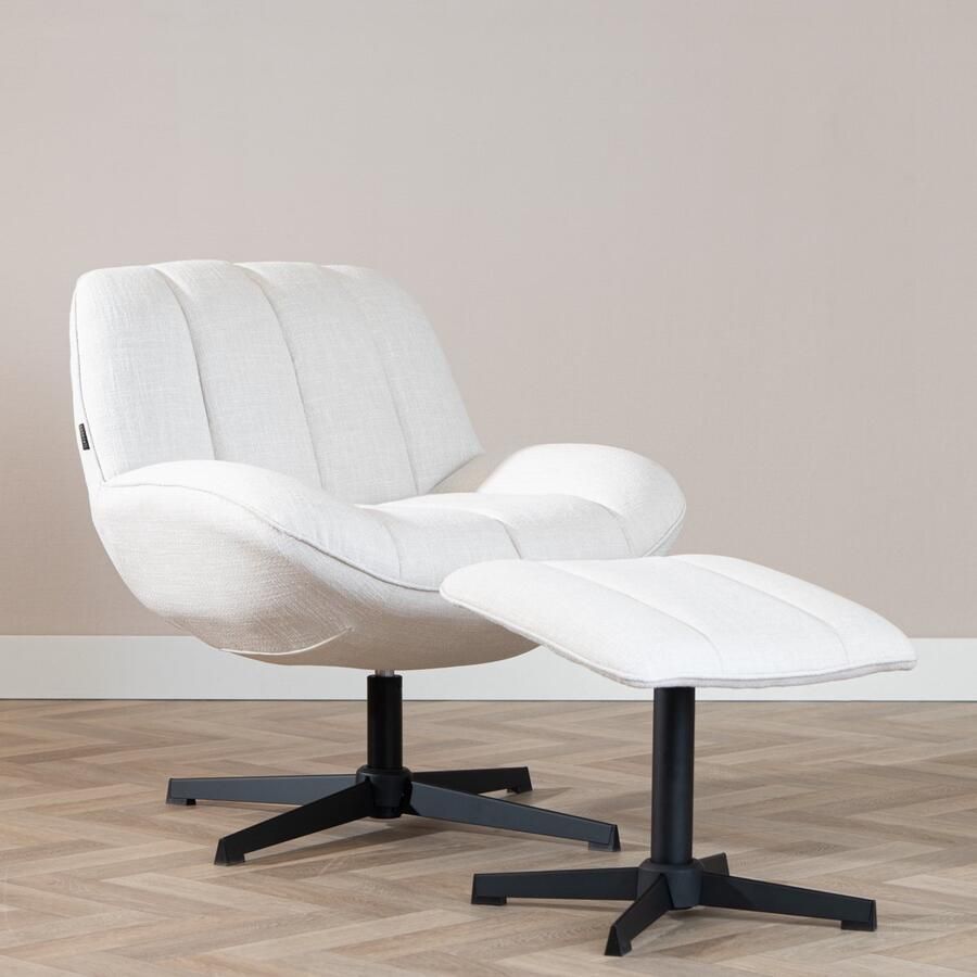 Bronx71 Draaifauteuil met hocker Santa linnen off white.