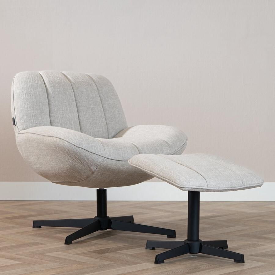 Bronx71 Draaifauteuil met hocker Santa linnen taupe.