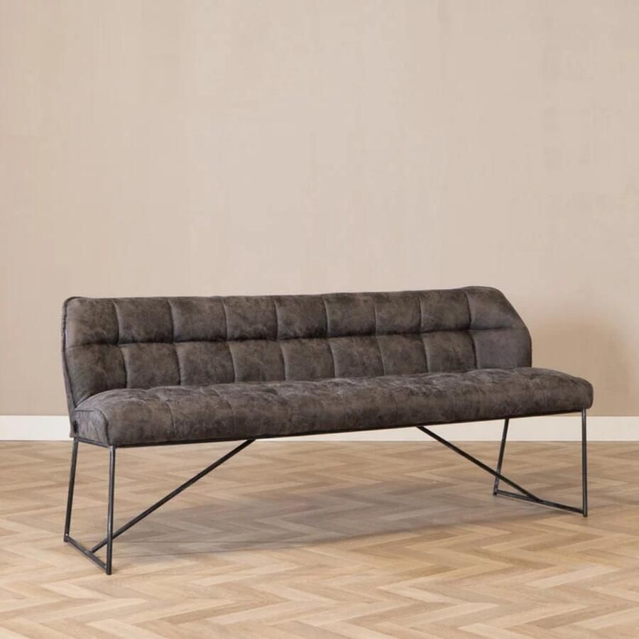 Bronx71 Eetkamerbank Abel antraciet microvezel 220 cm eettafelbank eetbank