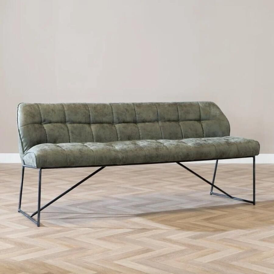 Bronx71 Eetkamerbank Abel olijfgroen microvezel 155 cm eettafelbank eetbank