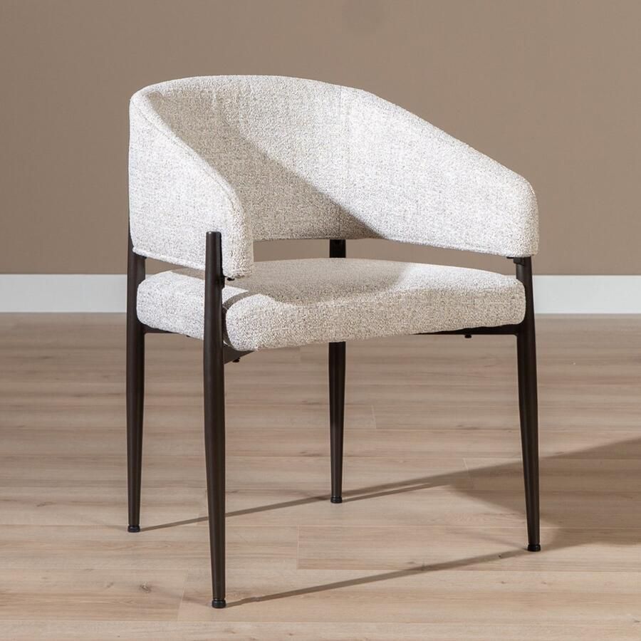 Bronx71 Eetkamerstoel Bret gemêleerde stof off white bruin stoel