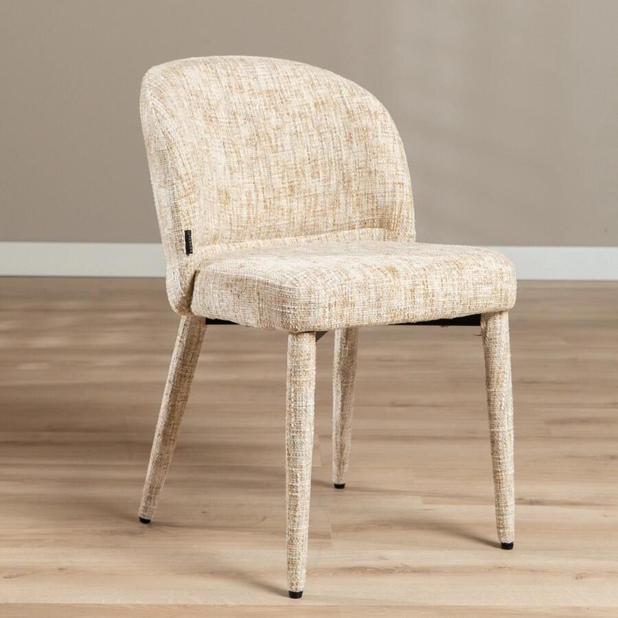 Bronx71 Eetkamerstoel Charlie chenille beige stoel