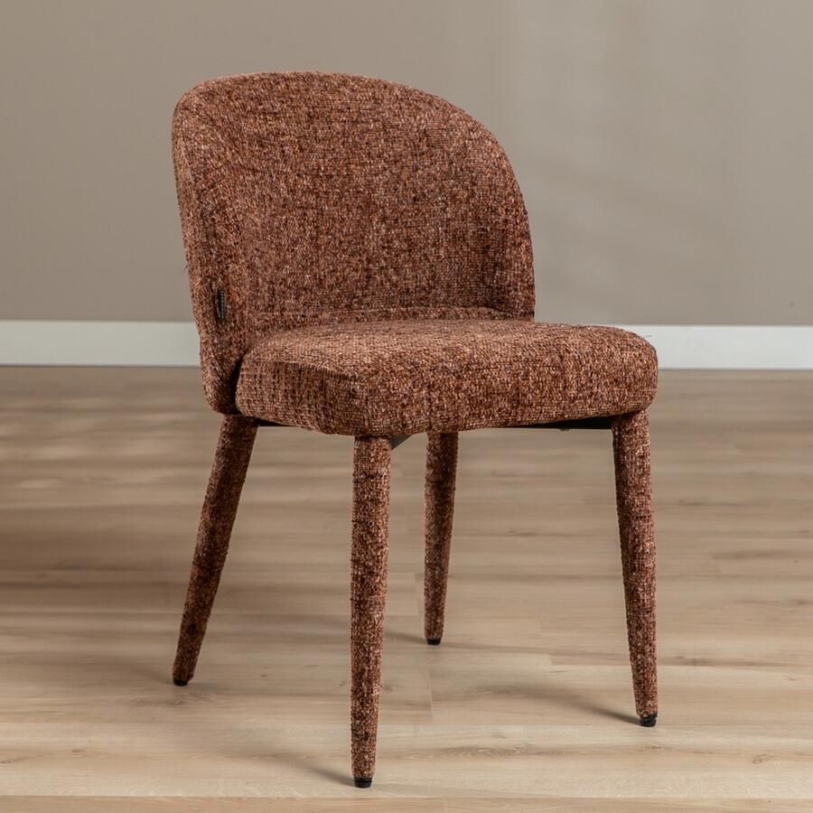 Bronx71 Eetkamerstoel Charlie chenille koper stoel