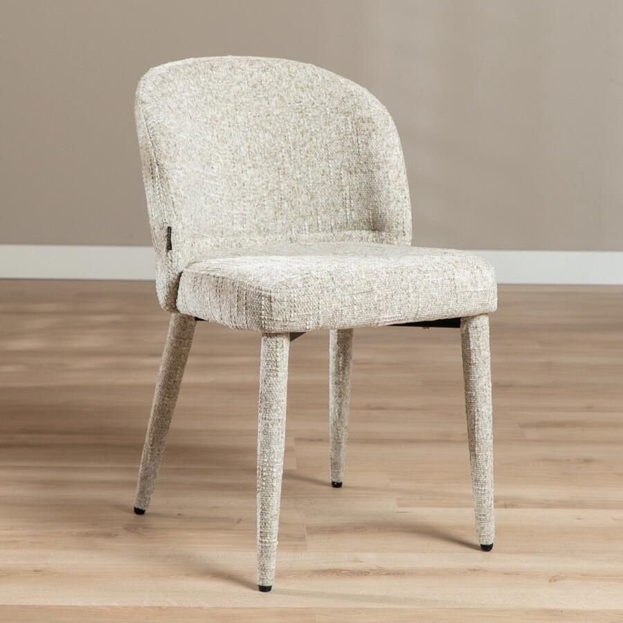 Bronx71 Eetkamerstoel Charlie chenille taupe stoel