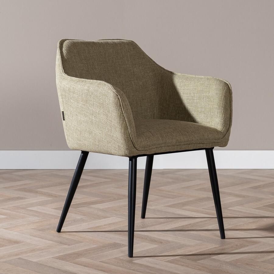 Bronx71 Eetkamerstoel Ciara linnen olijfgroen stoel