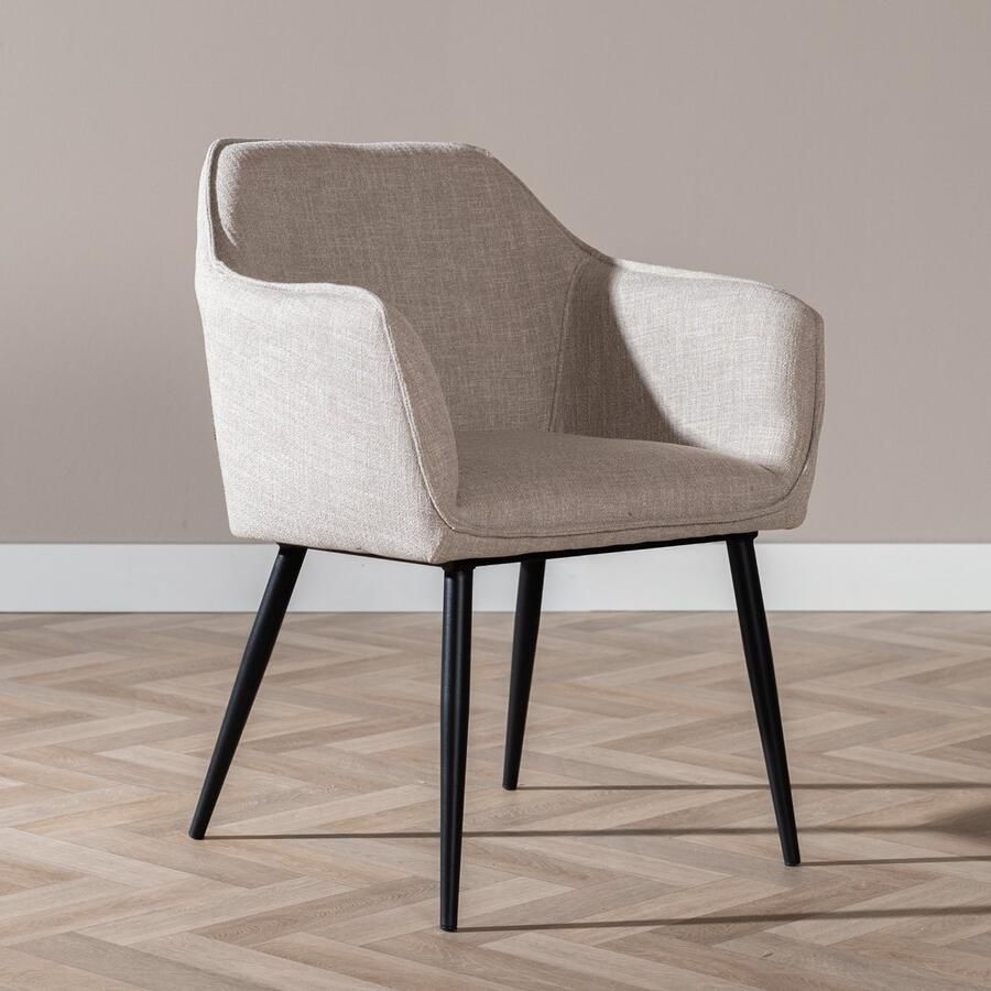 Bronx71 Eetkamerstoel Ciara linnen taupe stoel