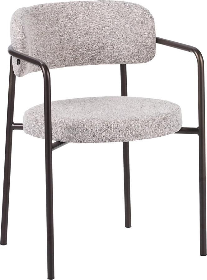 Bronx71 Eetkamerstoel Gio gemêleerde stof off white bruin stoel - Foto 2