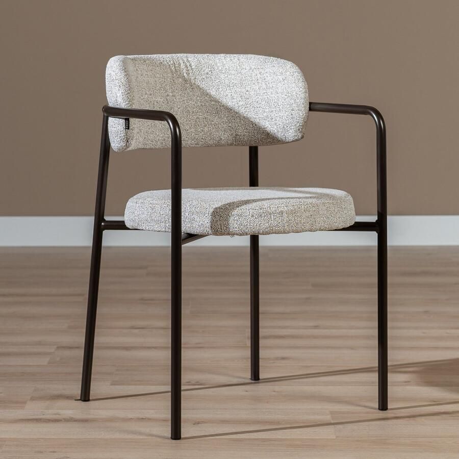 Bronx71 Eetkamerstoel Gio gemêleerde stof off white bruin stoel