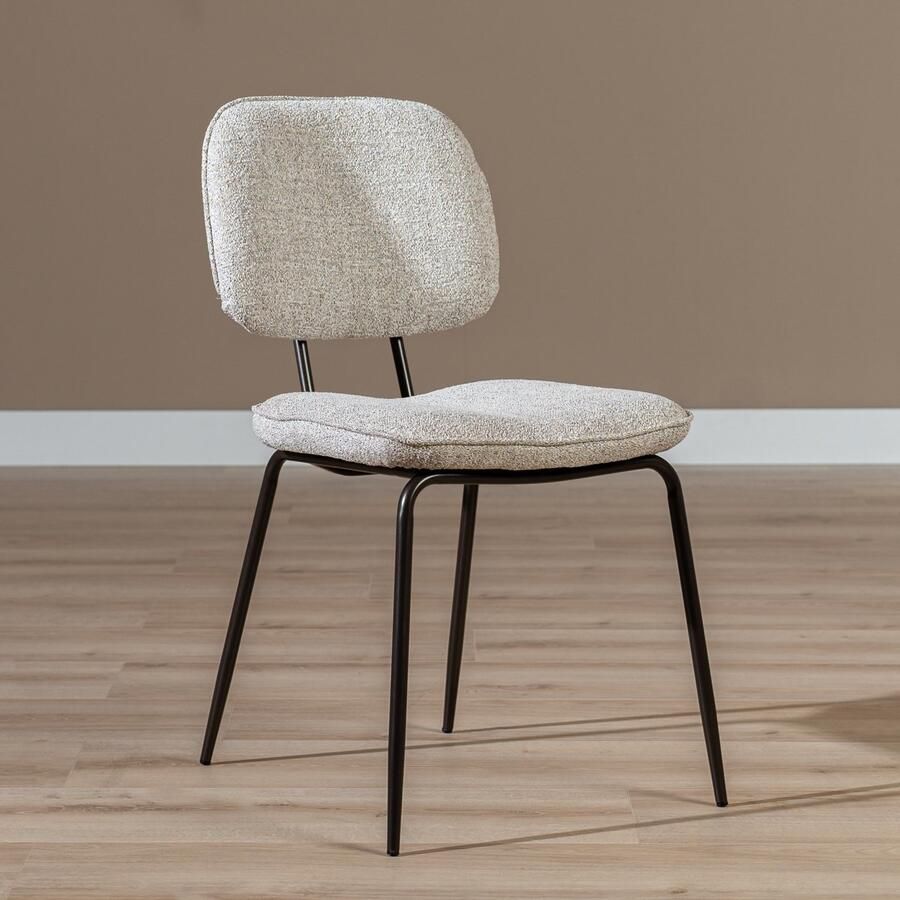 Bronx71 Eetkamerstoel Javi gemêleerde stof off white bruin stoel