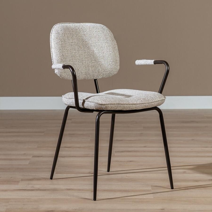 Bronx71 Eetkamerstoel Jethro gemêleerde stof off white bruin stoel