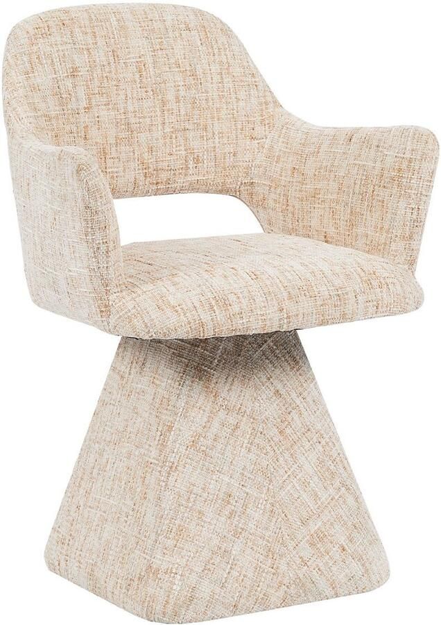 Bronx71 Eetkamerstoel Josh draaibaar chenille beige stoel - Foto 2