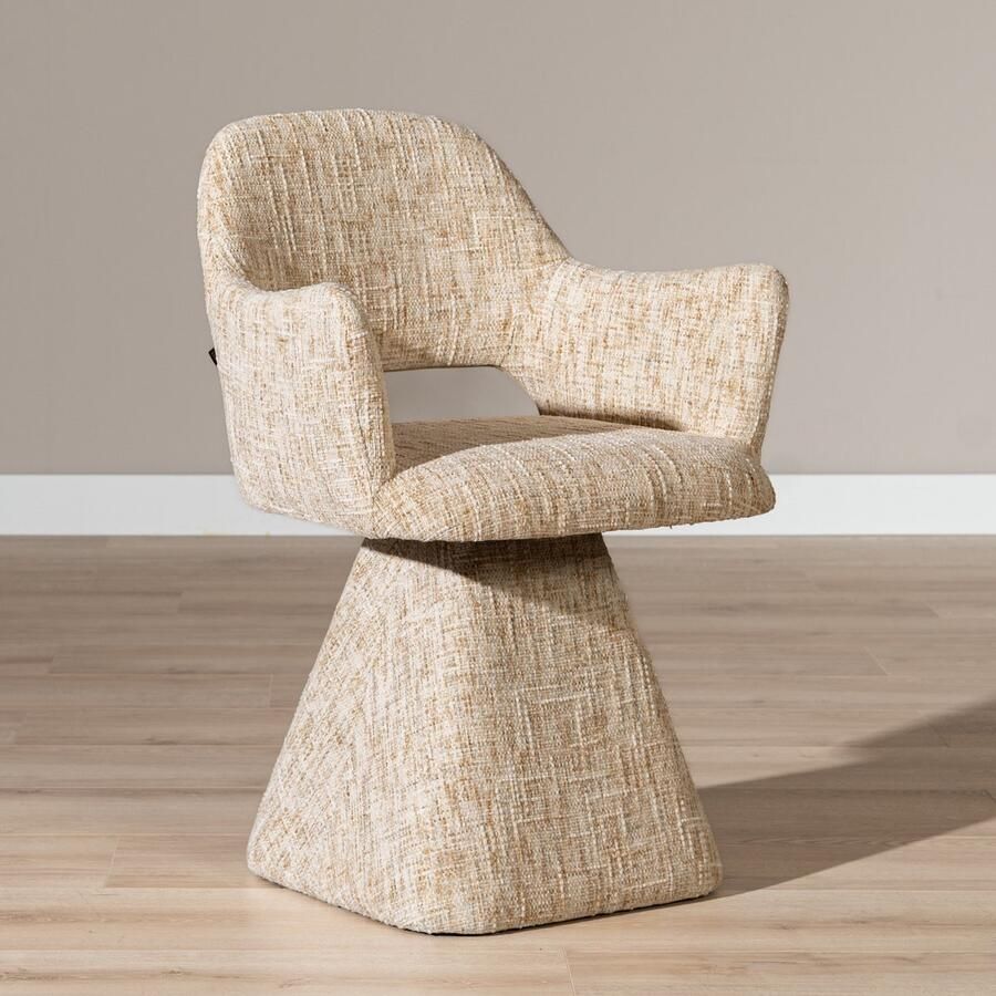 Bronx71 Eetkamerstoel Josh draaibaar chenille beige stoel