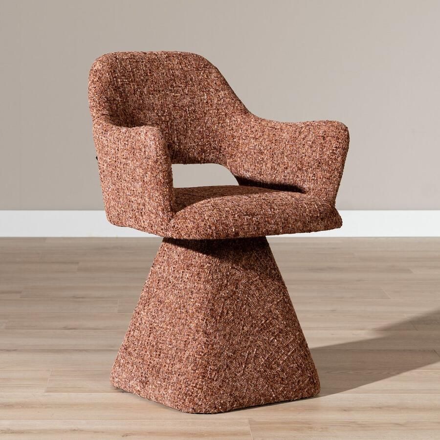 Bronx71 Eetkamerstoel Josh draaibaar chenille koper stoel