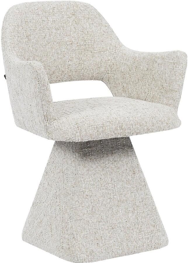 Bronx71 Eetkamerstoel Josh draaibaar chenille taupe stoel - Foto 2