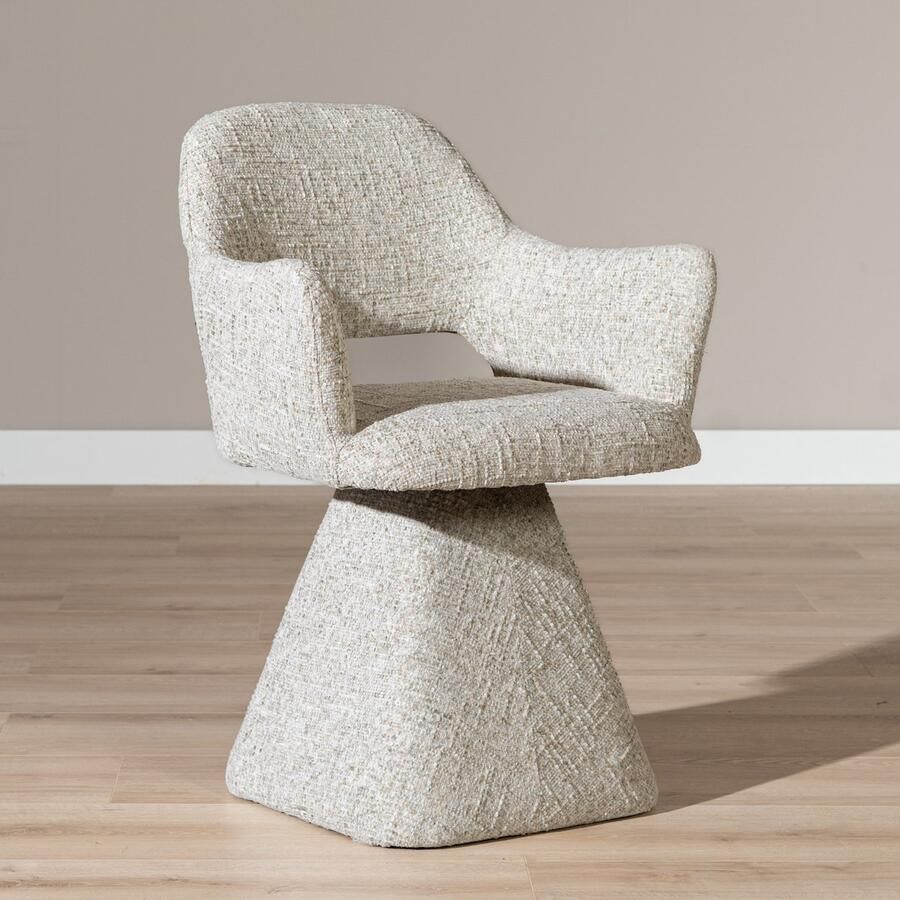 Bronx71 Eetkamerstoel Josh draaibaar chenille taupe stoel