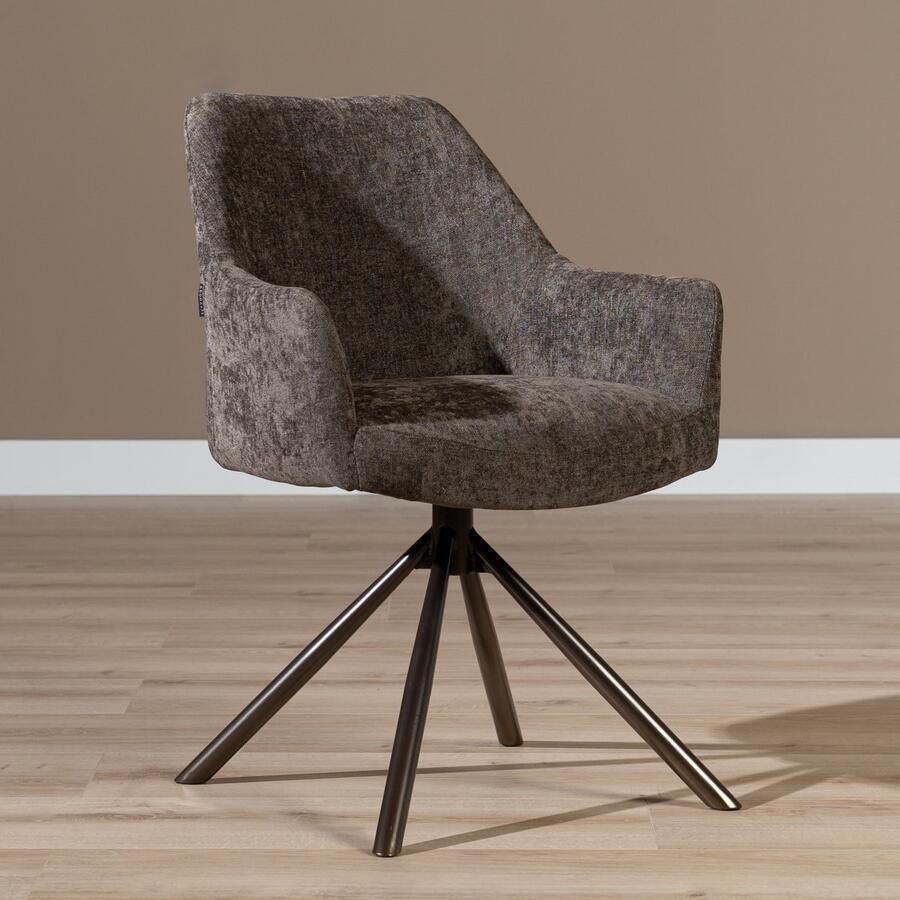 Bronx71 Eetkamerstoel Kay draaibaar bruin stoel