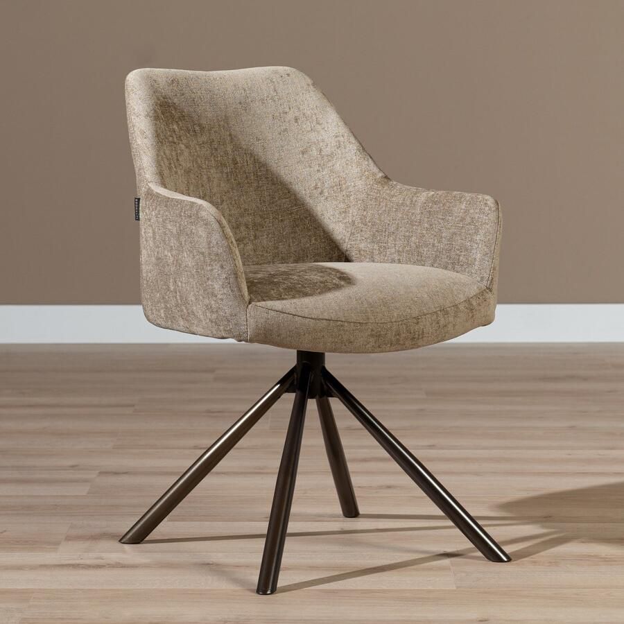 Bronx71 Eetkamerstoel Kay draaibaar taupe stoel