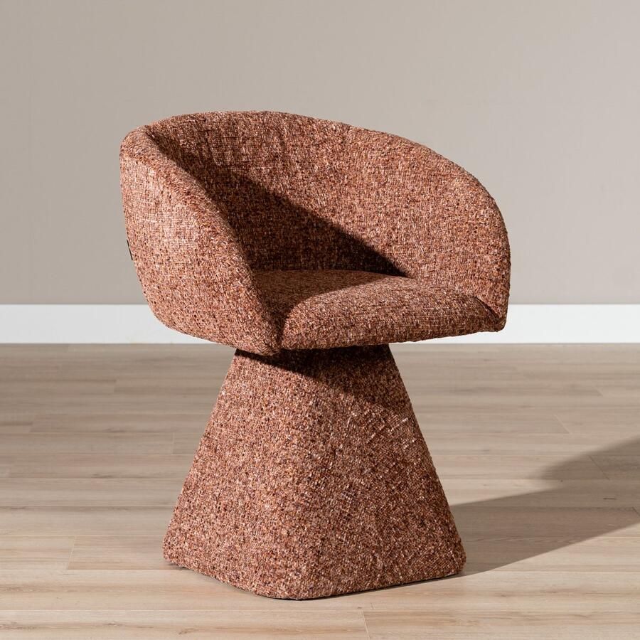 Bronx71 Eetkamerstoel Lenn draaibaar chenille koper stoel