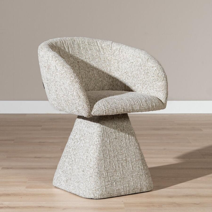 Bronx71 Eetkamerstoel Lenn draaibaar chenille taupe stoel